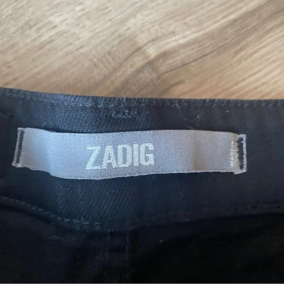 Zadig & Voltaire black denim fringe shorts Sz 36 Small - Picture 3 of 8